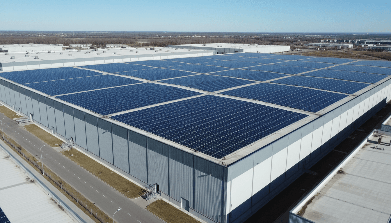 Installation solaire sur un toit commercial